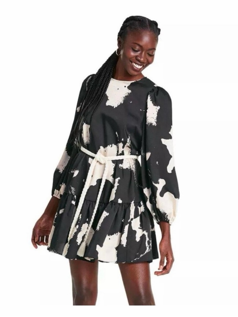 NWT! Alexis x Target Long Sleeve Abstract Print Rope Belt Dress. Size Small. - Picture 2 of 16